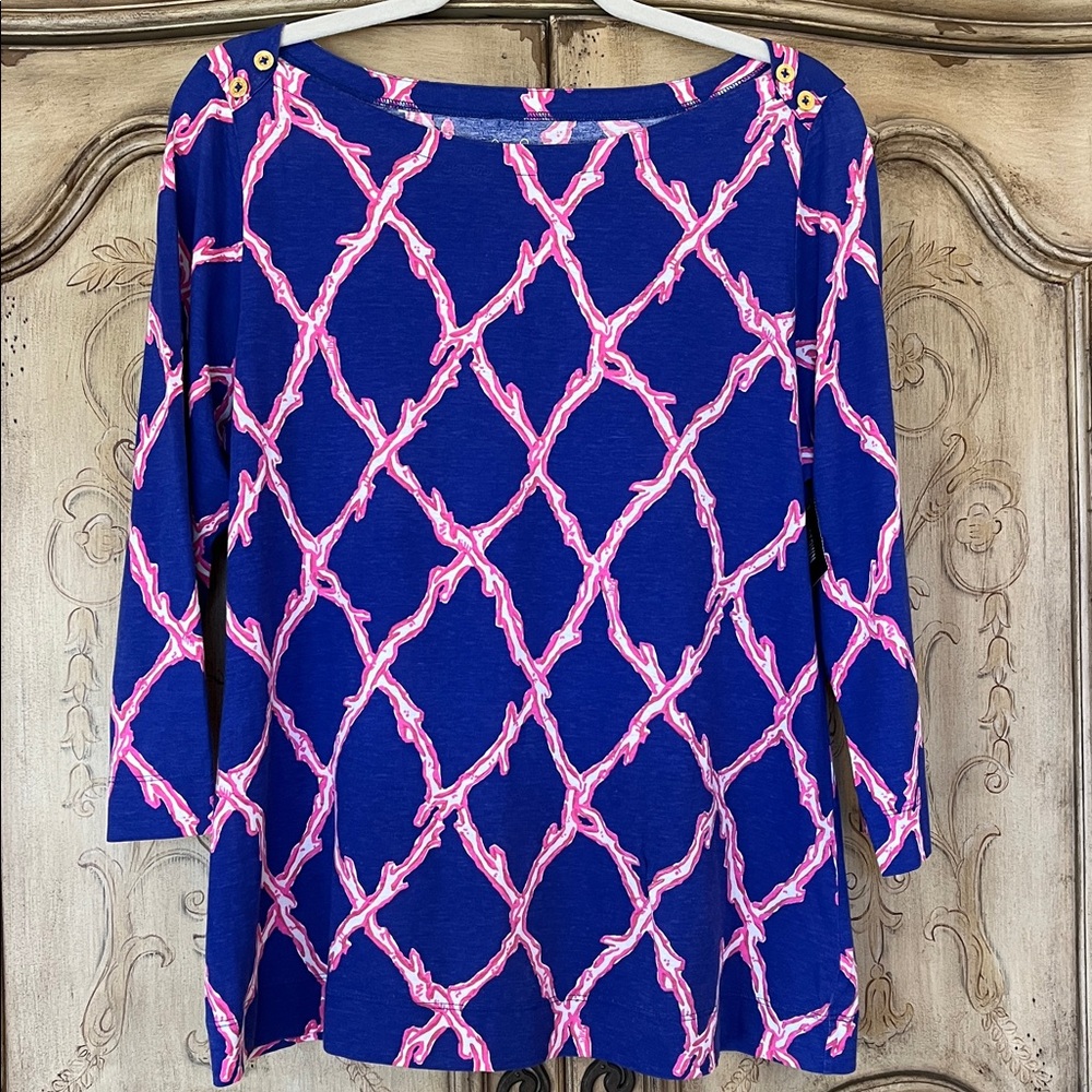 Lilly Pulitzer L Alida top Deep Dive flawed